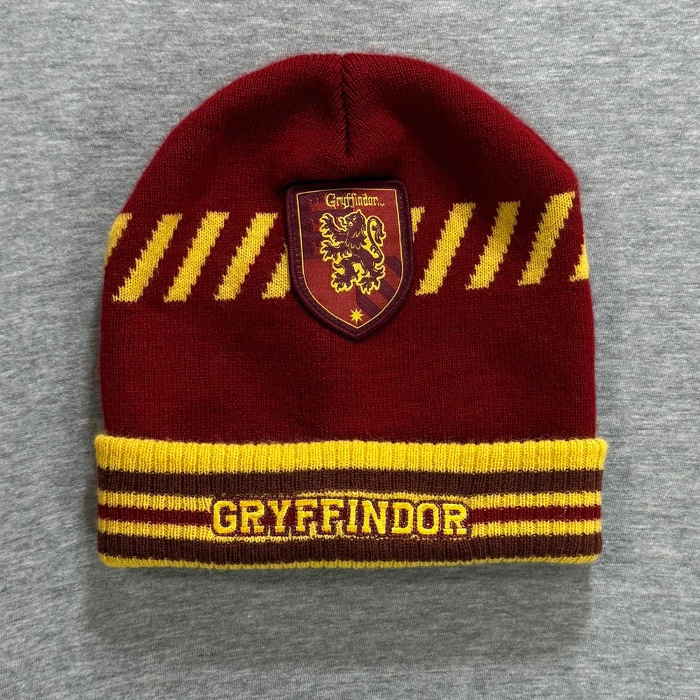 Harry Potter Beanie Unisex OS Burgundy Gold Gryffindor Cuffed Knit Hat